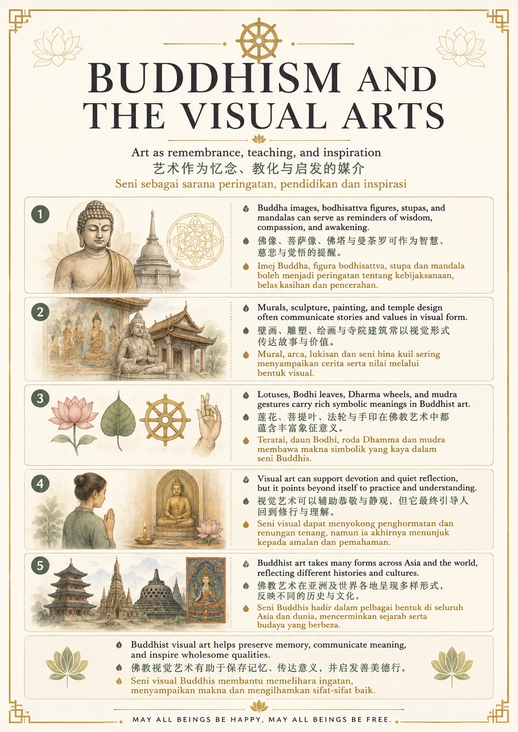Buddhism and the Visual Arts — trilingual lesson poster
